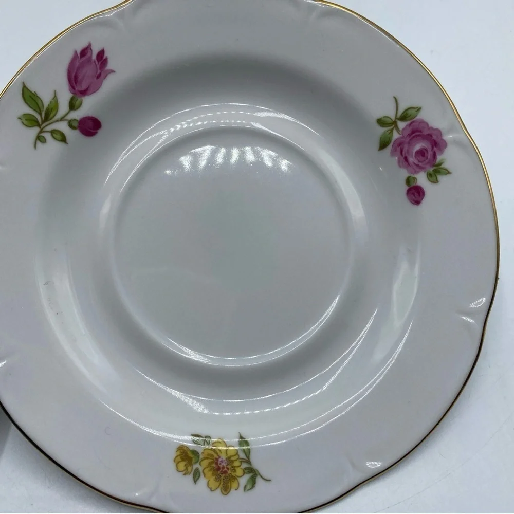 JLMENAU Graf Von Henneberg Floral Porzellan Saucer E Germany Vintage Set Of 2